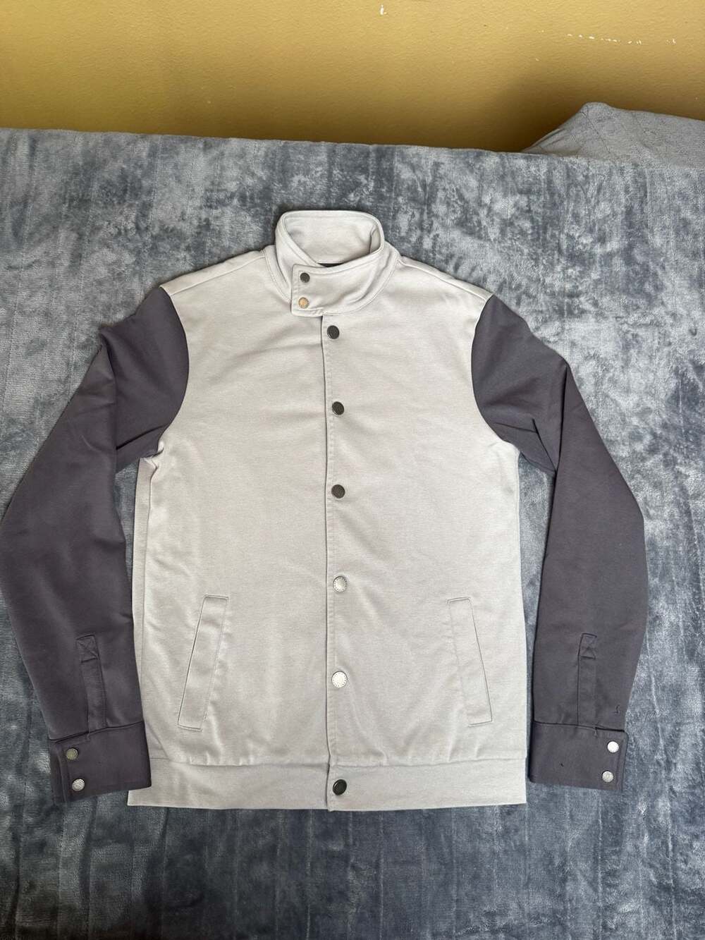 Armani Exchange Varsity Jacket Size S Grey Two Tone Snap Up 1002